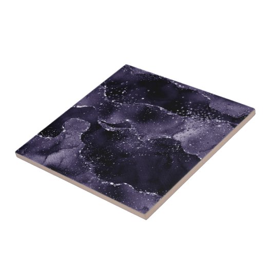 Moody Agate | Midnight Indigo Deep Paarse Glam Tegeltje (Zijkant)