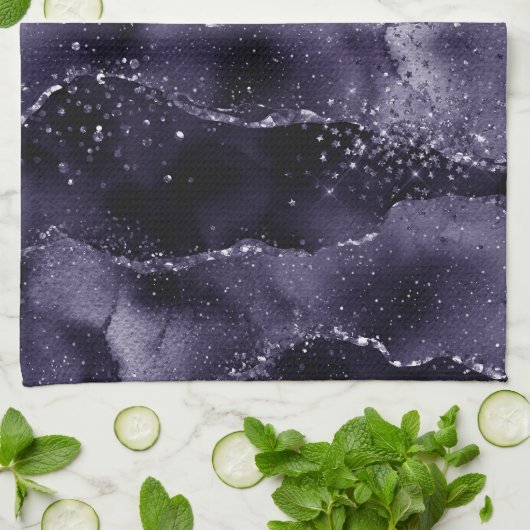 Moody Agate | Midnight Indigo Deep Paarse Glam Theedoek (Gevouwen)