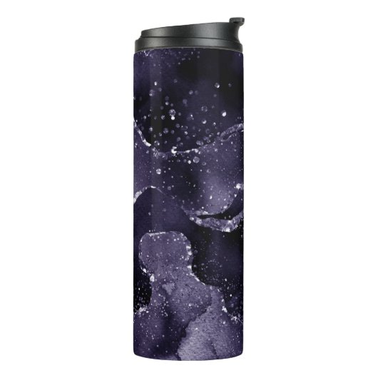 Moody Agate | Midnight Indigo Deep Paarse Glam Thermosbeker (Gedraaid links)