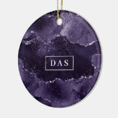 Moody Agate | Midnight Indigo Deep Paarse Monogram Keramisch Ornament (Links)