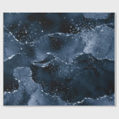 Moody Agate | Navy Denim Steel Blue Faux Glitter Cadeaupapier (Vlak)