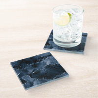 Moody Agate | Navy Denim Steel Blue Faux Glitter