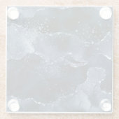 Moody Agate | Navy Denim Steel Blue Faux Glitter Glazen Onderzetter (Achterkant)