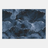 Moody Agate | Navy Denim Steel Blue Faux Glitter Inpakpapier Vel (Voorkant 2)