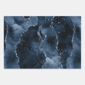 Moody Agate | Navy Denim Steel Blue Faux Glitter Inpakpapier Vel (Voorkant)