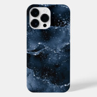 Moody Agate | Navy Denim Steel Blue Faux Glitter