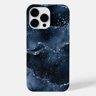 Moody Agate | Navy Denim Steel Blue Faux Glitter iPhone 14 Pro Max Hoesje