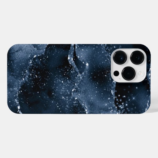 Moody Agate | Navy Denim Steel Blue Faux Glitter iPhone Hoesje (Achterkant horizontaal)