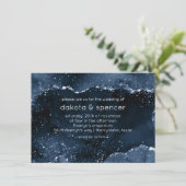 Moody Agate | Navy Denim Steel Blue Faux Glitter Kaart (Staand voorkant)