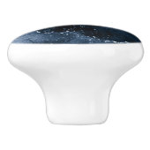 Moody Agate | Navy Denim Steel Blue Faux Glitter Keramische Knop (Zijkant)