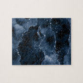 Moody Agate | Navy Denim Steel Blue Faux Glitter Legpuzzel (Horizontaal)