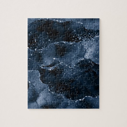 Moody Agate | Navy Denim Steel Blue Faux Glitter Legpuzzel (Verticaal)