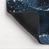 Moody Agate | Navy Denim Steel Blue Faux Glitter Muismat (Hoek)