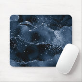 Moody Agate | Navy Denim Steel Blue Faux Glitter Muismat (Met muis)