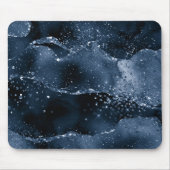 Moody Agate | Navy Denim Steel Blue Faux Glitter Muismat (Voorkant)