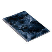 Moody Agate | Navy Denim Steel Blue Faux Glitter Notitieboek (Rechterzijde)