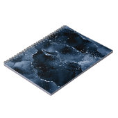 Moody Agate | Navy Denim Steel Blue Faux Glitter Notitieboek (Linkerzijde)