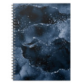 Moody Agate | Navy Denim Steel Blue Faux Glitter Notitieboek (Voorkant)