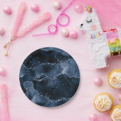 Moody Agate | Navy Denim Steel Blue Faux Glitter Papieren Bordje (Feest)
