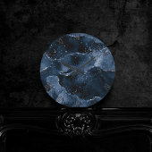 Moody Agate | Navy Denim Steel Blue Faux Glitter Ronde Klok