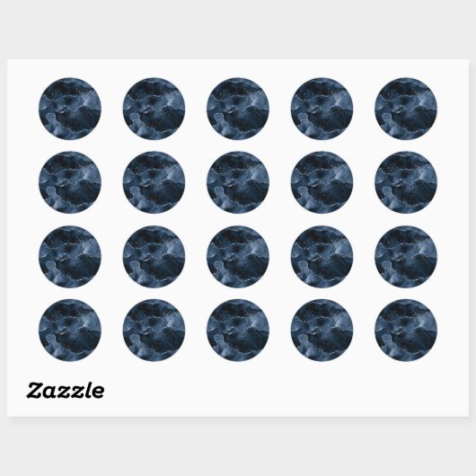 Moody Agate | Navy Denim Steel Blue Faux Glitter Ronde Sticker (Vel)