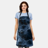 Moody Agate | Navy Denim Steel Blue Faux Glitter Schort (Gedragen)