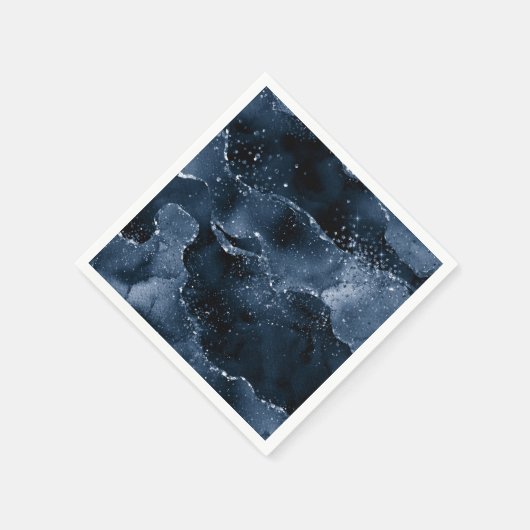 Moody Agate | Navy Denim Steel Blue Faux Glitter Servet (Hoek)