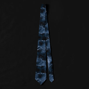 Moody Agate   Navy Denim Steel Blue Faux Glitter Stropdas