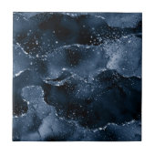 Moody Agate | Navy Denim Steel Blue Faux Glitter Tegeltje (Voorkant)