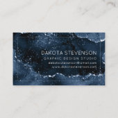 Moody Agate | Navy Denim Steel Blue Faux Glitter Visitekaartje (Achterkant)