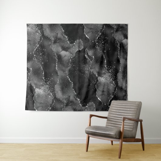 Moody Agate | Onyx zwart vampy glam foto achtergro Wandkleed (In Situ (horizontaal))