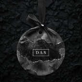 Moody Agate | Onyx Zwart Zilver Gothic Glam Monogr Keramisch Ornament