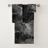 Moody Agate | Onyx Zwart Zilver Vampy Gothic Glitt Bad Handdoek (Insitu)