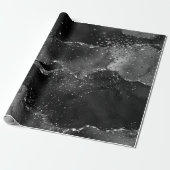 Moody Agate | Onyx Zwart Zilver Vampy Gothic Glitt Cadeaupapier (Uitgerold)