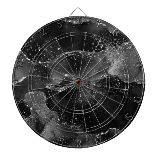 Moody Agate | Onyx Zwart Zilver Vampy Gothic Glitt Dartbord (Voorkant)