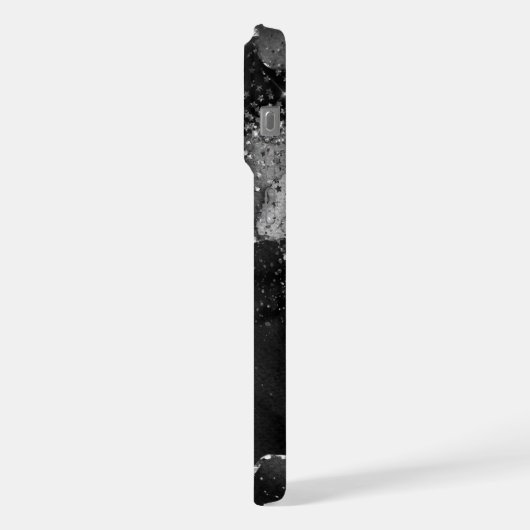 Moody Agate | Onyx Zwart Zilver Vampy Gothic Glitt iPhone Hoesje (Linkerkant)