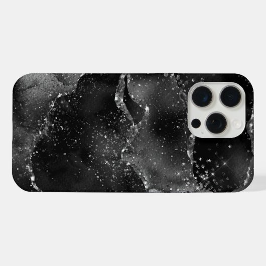 Moody Agate | Onyx Zwart Zilver Vampy Gothic Glitt iPhone Hoesje (Achterkant horizontaal)