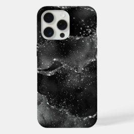 Moody Agate | Onyx Zwart Zilver Vampy Gothic Glitt iPhone 15 Pro Max Case