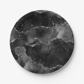 Moody Agate | Onyx Zwart Zilver Vampy Gothic Glitt Papieren Bordje (Voorkant)
