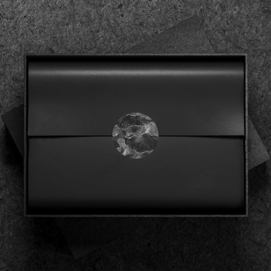 Moody Agate | Onyx Zwart Zilver Vampy Gothic Glitt Ronde Sticker