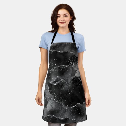 Moody Agate | Onyx Zwart Zilver Vampy Gothic Glitt Schort (Gedragen)