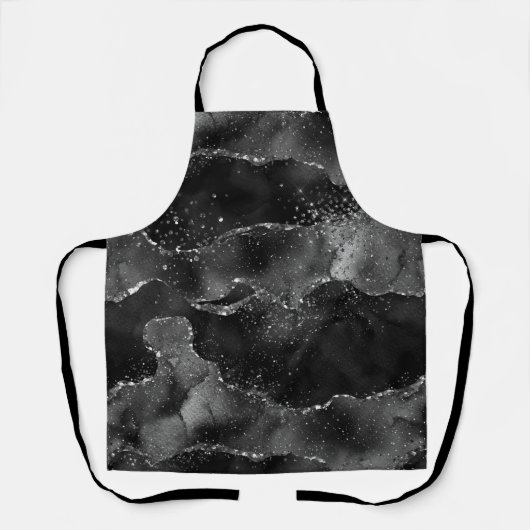 Moody Agate | Onyx Zwart Zilver Vampy Gothic Glitt Schort (Voorkant)