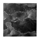 Moody Agate | Onyx Zwart Zilver Vampy Gothic Glitt Tegeltje (Voorkant)