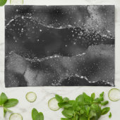 Moody Agate | Onyx Zwart Zilver Vampy Gothic Glitt Theedoek (Gevouwen)