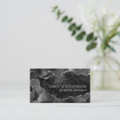 Moody Agate | Onyx Zwart Zilver Vampy Gothic Glitt Visitekaartje (Staand voorkant)