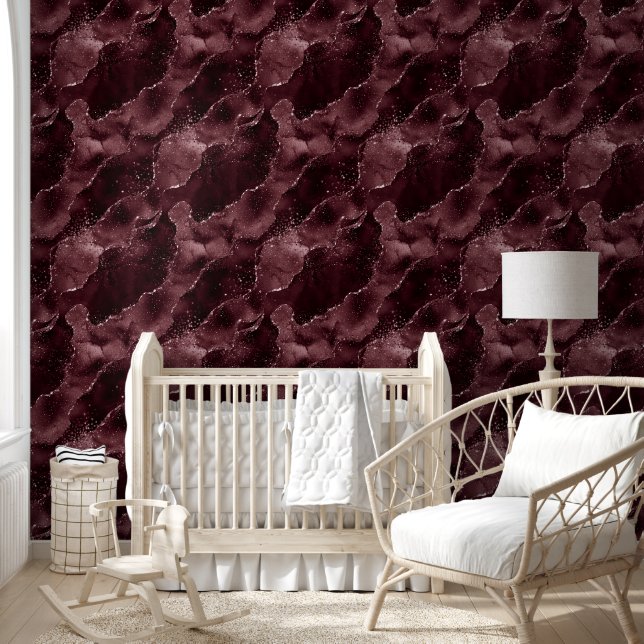 Moody Agate | Wijn Bordeaux Sangria Merlot Maroon Behang (Kinderen)