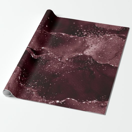 Moody Agate | Wijn Bordeaux Sangria Merlot Maroon Cadeaupapier (Uitgerold)