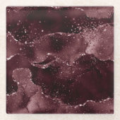 Moody Agate | Wijn Bordeaux Sangria Merlot Maroon Glazen Onderzetter (Voorkant)
