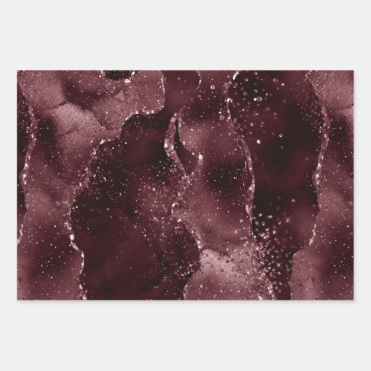 Moody Agate | Wijn Bordeaux Sangria Merlot Maroon Inpakpapier Vel (Voorkant)