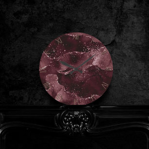 Moody Agate   Wijn Bordeaux Sangria Merlot Maroon Ronde Klok